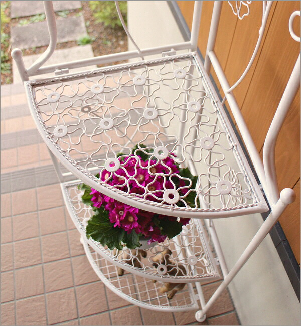 フラワーシェルフ アイアン おしゃれ 花台 コーナーシェルフ フラワー