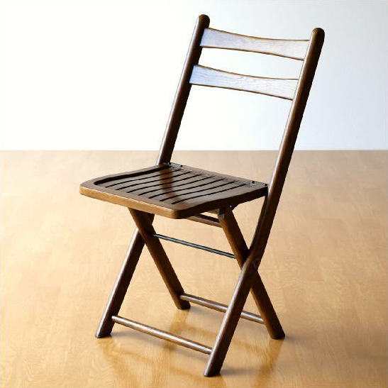 オーク無垢材 折りたたみ椅子 天然木製 フォールディングチェア