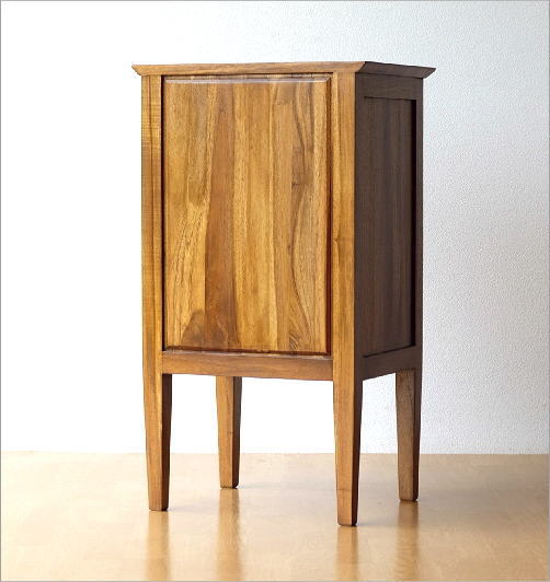 チーク無垢材 チェスト 木製 総無垢材 電話台 3段 収納家具