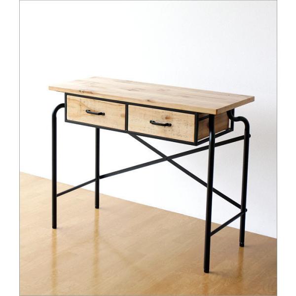 天然木 カントリー アンティークデスク コンソールデスク コンソールデスク 幅100cm 天然木 アンティーク調 （ コンソール