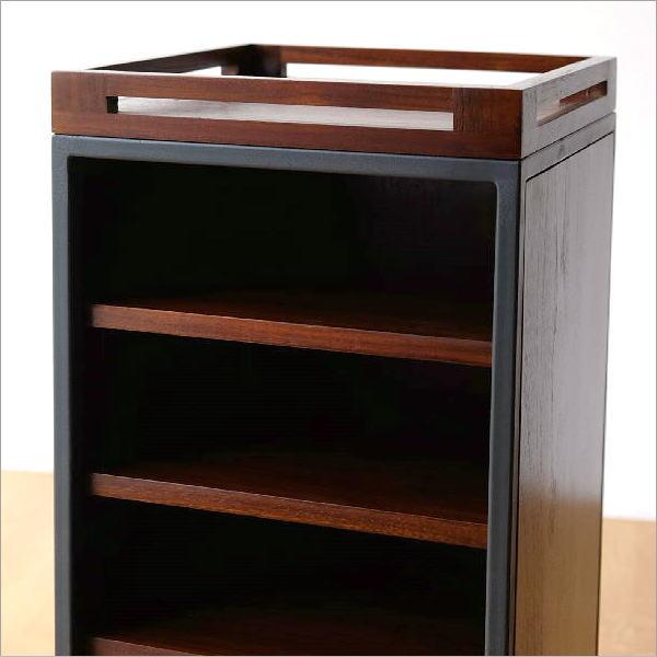 スリッパラック 6足 おしゃれ 収納 木製 棚 チーク材 アイアン