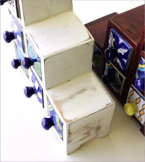 小物入れ 引き出し ミニチェスト 卓上 木製 陶器 アンティーク