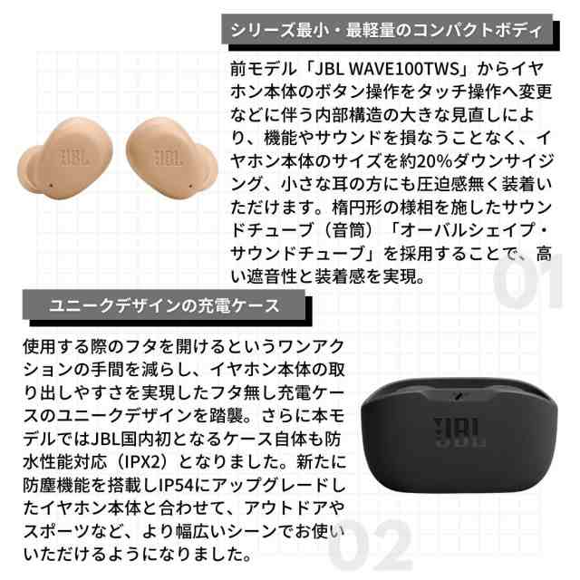 国内正規品】JBL WAVE BUDS 完全ワイヤレス イヤホン Bluetooth 5.2