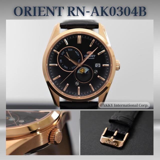ORIENT 自動巻き腕時計 ブラック オリエント ORIENT 腕時計 サン＆ムーン 機械式 自動巻(手巻付き