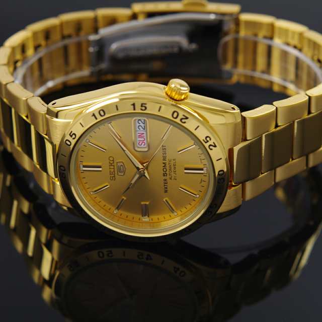 セイコー SEIKO 5 腕時計 海外モデル 自動巻き ゴールドカラー