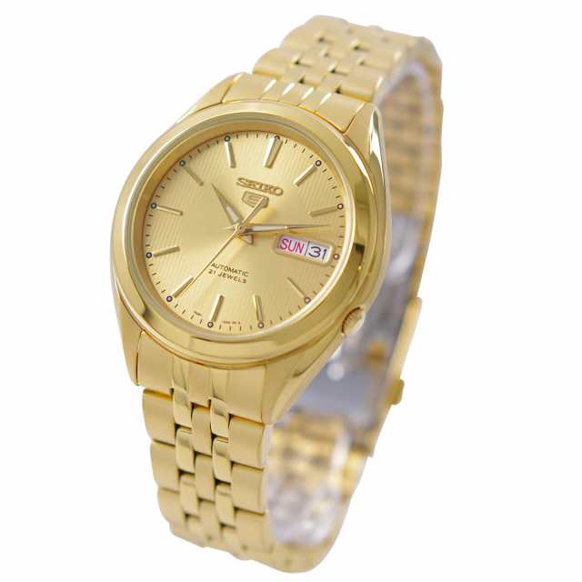 セイコー SEIKO 5 腕時計 海外モデル 自動巻き ゴールドカラー 裏蓋
