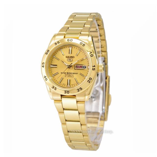 SEIKO 5 ファイブ 自動巻き時計 ゴールド/シルバー 金 日付 メンズ