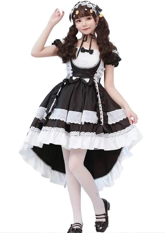 メイド服 ゴシック ロリータ ワンピース アニメ 春 夏 秋 冬 ヘッドドレス付き ２way 長袖 袖付き フリル ドレス 夢 可愛い 病み かわいの通販はau Pay マーケット Jm Tokyo