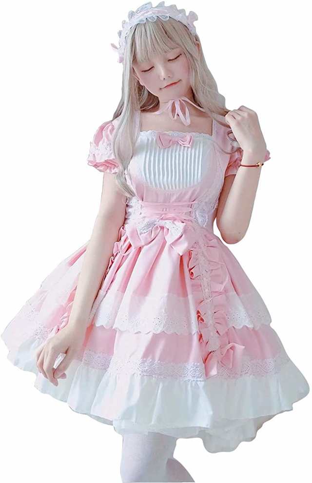 メイド服 ゴシック ロリータ ワンピース アニメ 春 夏 秋 冬 ヘッドドレス付き ２way 長袖 袖付き フリル ドレス 夢 可愛い 病み かわいの通販はau Pay マーケット Jm Tokyo