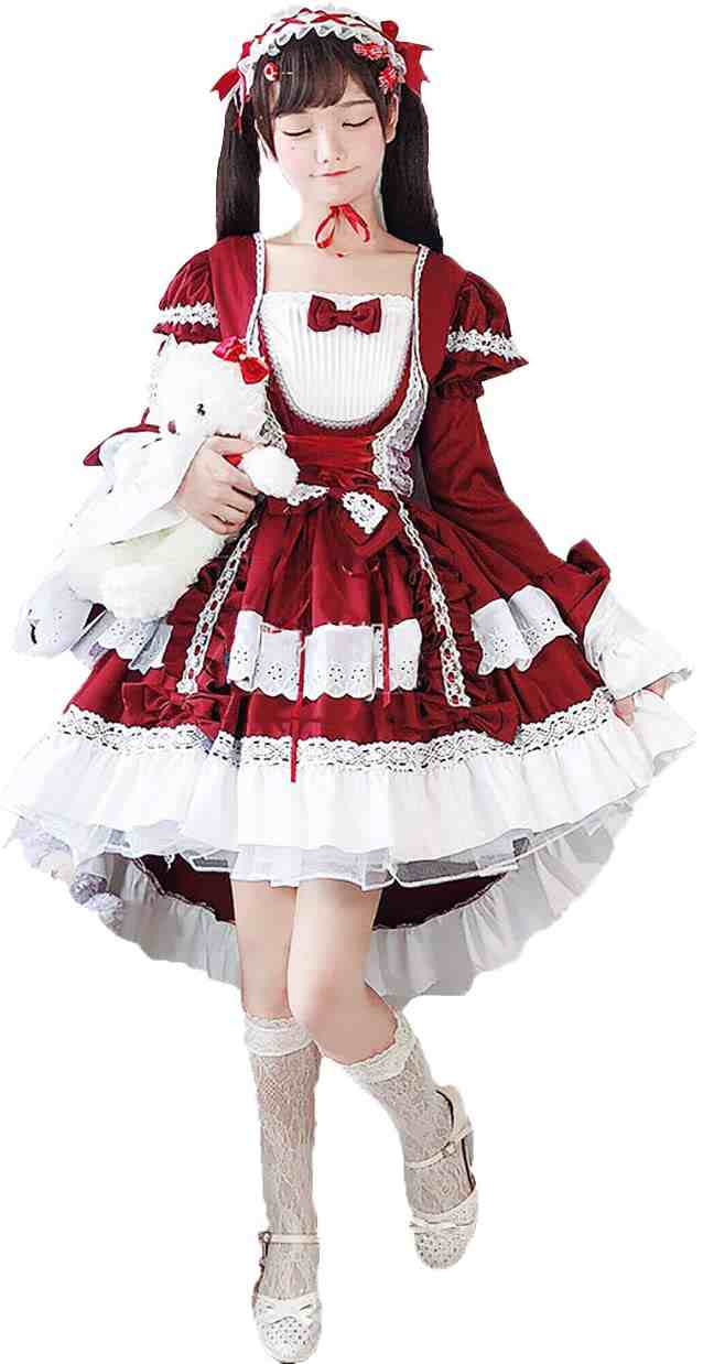 メイド服 ゴシック ロリータ ワンピース アニメ 春 夏 秋 冬 ヘッドドレス付き ２way 長袖 袖付き フリル ドレス 夢 可愛い 病み かわいの通販はau Pay マーケット Jm Tokyo