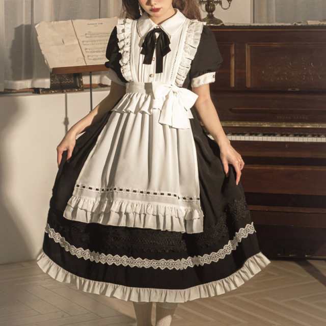 メイド服コスプレ ワンピース ロリータ ゴスロリ衣装ロリータ ジャンパースカート