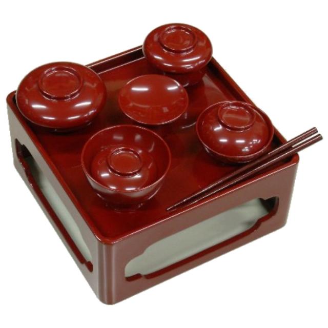 会津製 木製 霊供膳 5寸 朱塗 送料無料 法事 正月準備 正月