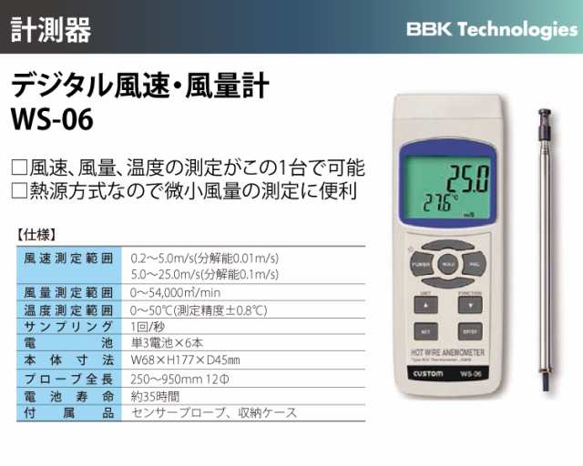 最終決算 カスタム デジタル風速 風量計 WS-06 1個 thiesdistribution.com