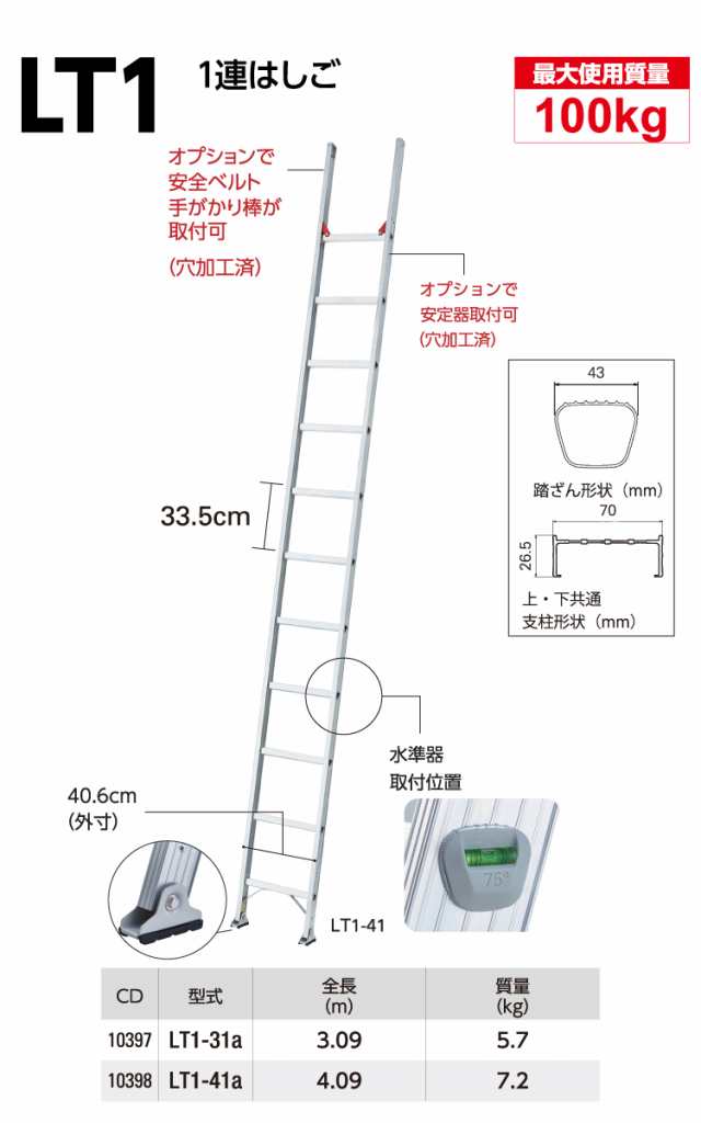 長谷川工業 2連はしご ラクノリ LT2-51a 全長：5.16m 縮長：3.15m 質量：11kg 最大使用質量100kg ハセガワの通販はau  PAY マーケット - 機械と工具のテイクトップ au PAY マーケット店 | au PAY マーケット－通販サイト