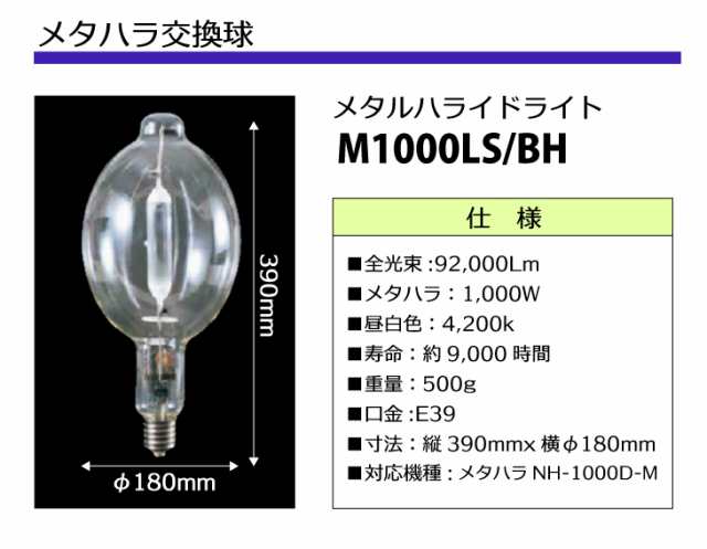 日動工業 メタハラ交換球 メタルハライドライト メタハラ1,000W 明るさ