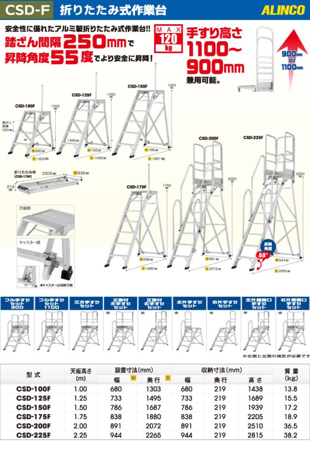 アルインコ/ALINCO 折りたたみ式作業台 CSD-175F 天板高さ：1.75m 最大使用質量：120kg