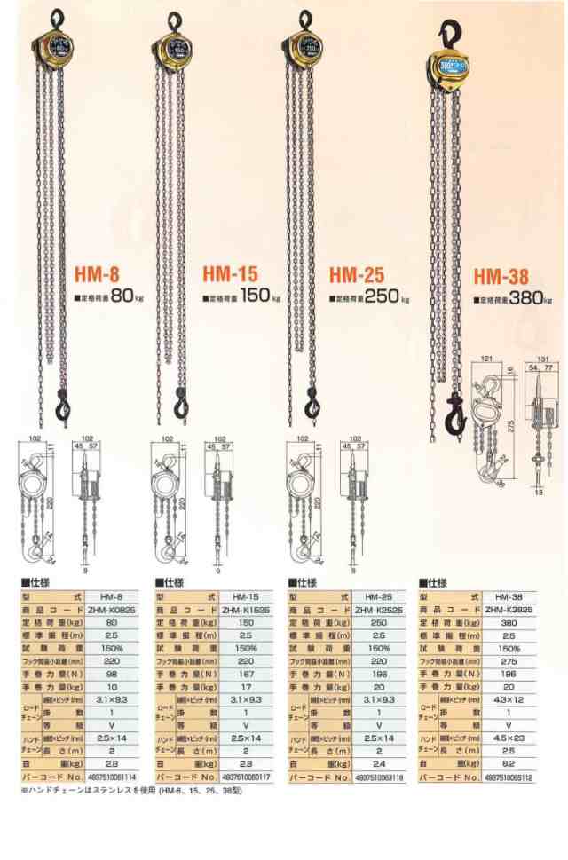 象印チェンブロック HM-15 HM型 ホイストマン 150kg 揚程2.5m 小型