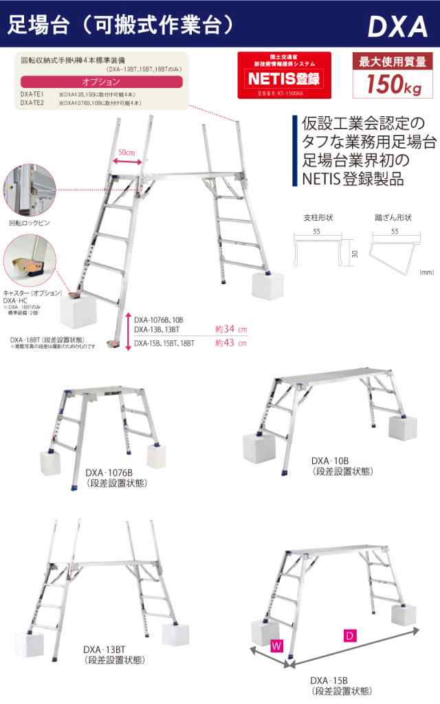 最大65%OFFクーポン ピカ Pica アルミ足場台 可搬式作業台 ダイナワーク タフ DXA-18BT 個人宅配送不可