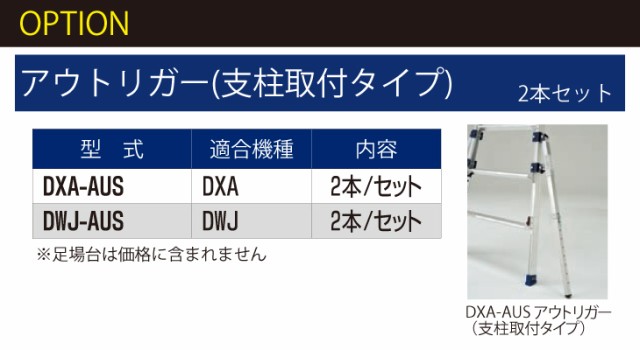 ピカ/Pica 足場台用アウトリガー 支柱取付タイプ DXA-AUS 2本セット