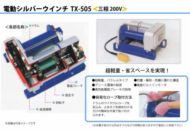 富士製作所 電動シルバーウインチ 三相200V 超軽量パラレルタイプ 出力