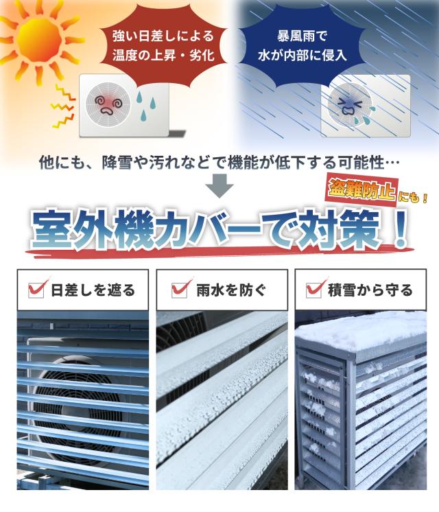 室外機専用 エアコン 室外機カバー 頑丈 サビに強い ZAM鋼板 日本燕三条製