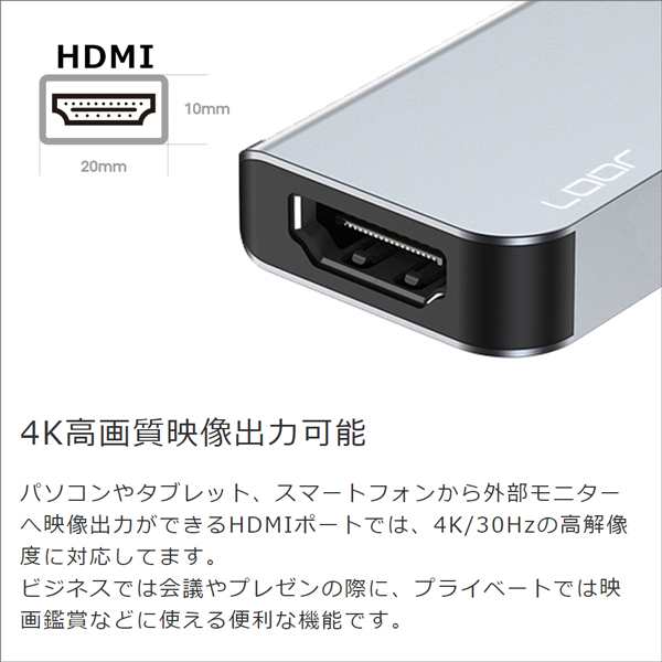 LOOF USB Type-C 4in1 HDMI ハブ TypeC コネクタ タイプC USBハブ 4ポート USB Type-A 高速転送  USB3.0 変換アダプタ 4K HDMIアダプタ Tyの通販はau PAY マーケット - ＬｏｏＣｏ Ｄｉｒｅｃｔ | au PAY  マーケット－通販サイト