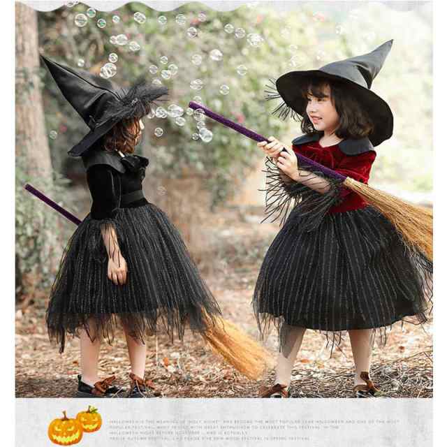 ハロウィン 衣装 子供 ハロウィン 魔女 コスプレ 2点セット 子供ドレス