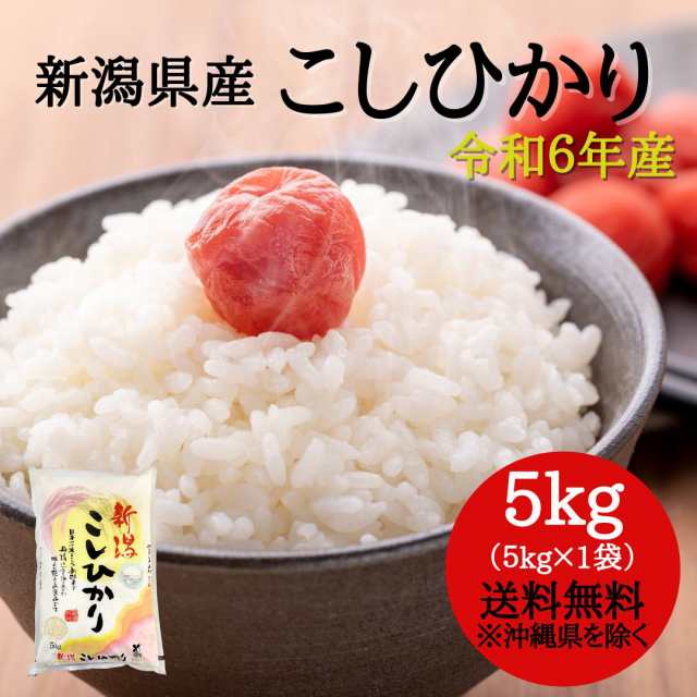 【令和6年産】新潟県産 コシヒカリ 5kg （5キロ×1袋）【送料無料 ※沖縄別+2,200円】 米 5キロ 送料無料 精米 令和6年 5kg お米  5kg 安い ｜au PAY マーケット