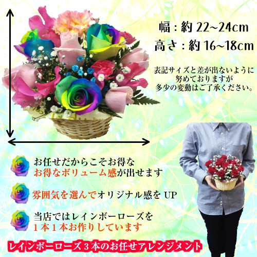 父の日 プレゼント レインボーローズ3本アレンジメント 虹色のバラ 誕生日 プレゼント かご バラ 薔薇 生花 ギフト 女性 母 お祝い 送の通販はau Pay マーケット 花ことば Au Pay マーケット店