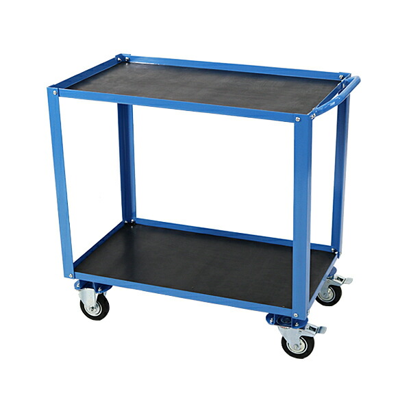 スチール製 2段台車 ゴムシート付き 板厚約2mm 総耐荷重約200kg 幅約45.8cm 奥行約88cm スチール ツールワゴン ツールカート 工具カート 工具ワゴン 2段 二段 台車 サービスワゴン 静音 リブ付き リブ ガード付き ガード こぼれ止め ストッパー daishav20aの通販は 32,980円