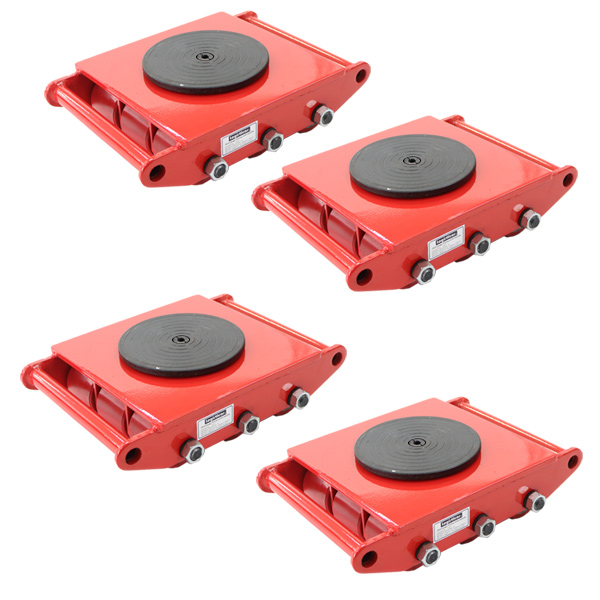 マシンローラー 耐荷重約15t ポリウレタン製ホイール 4台 4台セット 360° ターンテーブル 回転台 運搬ローラー 運搬マシンローラー 重量物 低床 ポーター 赤 コロ車 ウレタンローラー 搬入 搬出 運搬車 台車 キャリー マシーン ローラー 引越 レッド roller15tp4