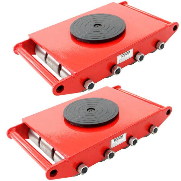 マシンローラー 耐荷重約18t スチール製ホイール 2台 2台セット 360° ターンテーブル 回転台 運搬ローラー 運搬マシンローラー 重量物 低床 ポーター 赤 コロ車 スチールローラー 搬入 搬出 運搬車 台車 キャリー マシーン ローラー 引越 レッド roller18ts2の通販は