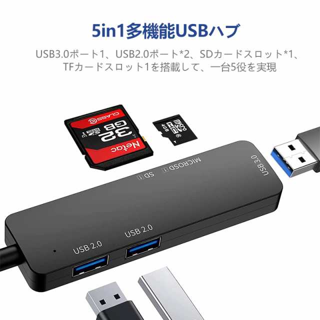 ついに再販開始 外付けメモリカードリーダー データ転送 HUB TYPE-C MicroSD USB リチウム 分配器 パソコン PC 便利 増設  コンパクト データ