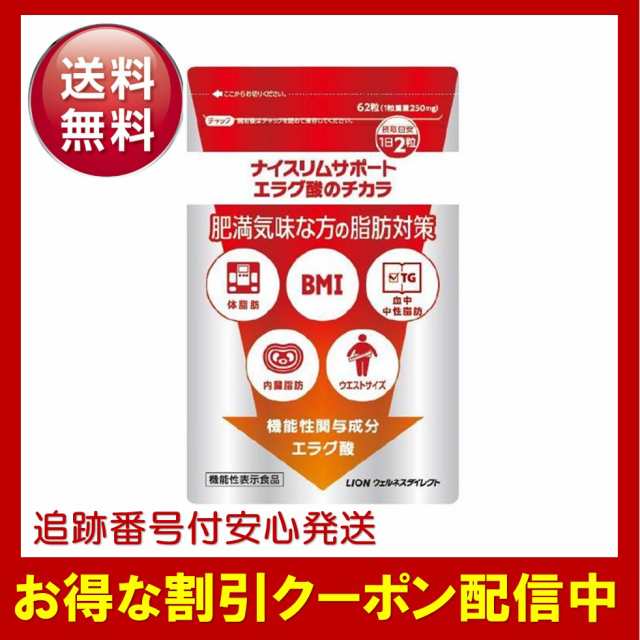 ライオン ナイスリムサポート エラグ酸のチカラ 62粒 31日分