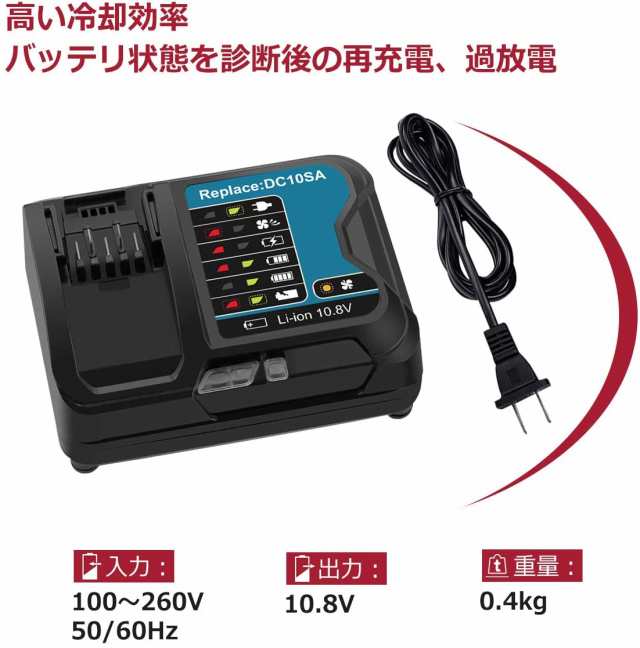 マキタ BL1060B BL1040B 2個 DC10SA 充電器 DC10WD 互換バッテリー 10.8V〜12V 対応 リチウムイオン互換品  6.0ah 10.8v マキタ互換バッの通販はau PAY マーケット - 太陽商事 あたたかいレビューをお待ちしております | au PAY  マーケット－通販サイト