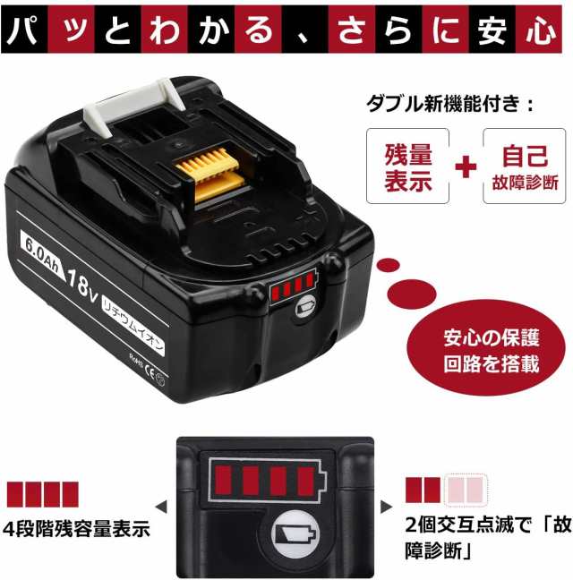 BL1860B マキタ 互換バッテリー DC18RC互換充電器 BL1860B セット 互換