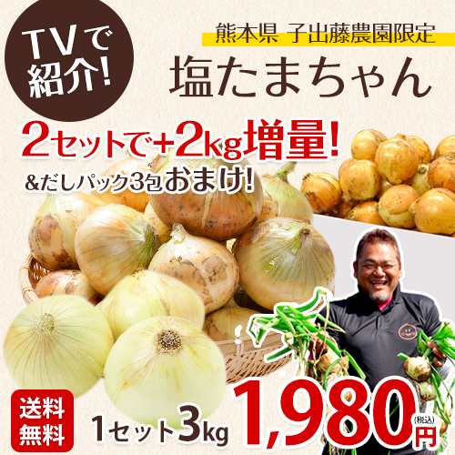 塩たまちゃん たまねぎ 塩たまねぎ 3kg 送料無料 2セットで2kgオマケ 熊本県産 子出藤 ねでふじ さん 4月下旬 5月中旬頃発送予定の通販はau Pay マーケット 九州風土