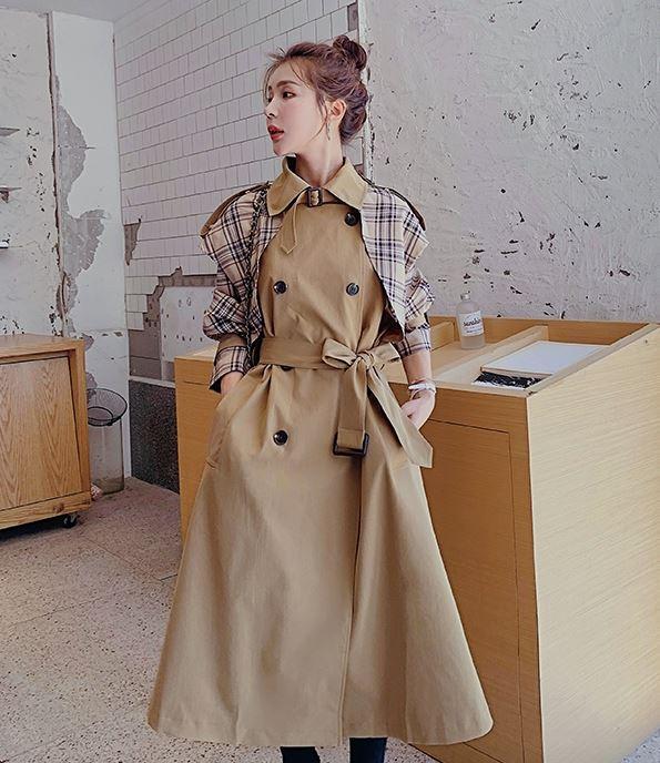 バイカラーコート チェスターコート トレンチコート アウター 羽織 ロング丈 カーキ チェック柄 大人 上品 オシャレ きれいめ カジュアルの通販はau Pay マーケット ウッディーベース４号店