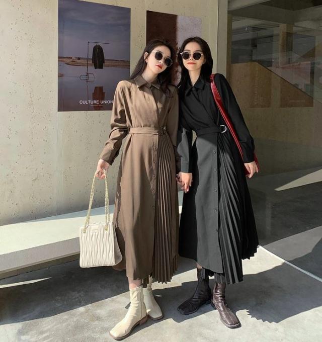 ワンピース シャツワンピース サスペンダー ラップ プリーツ モダン ロング丈 上品 大人可愛い 通勤 お出掛け デートの通販はau Pay マーケット ウッディーベース４号店