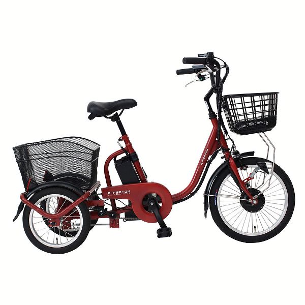 e-parton ロータイプ電動アシスト三輪自転車 ブリックレッド BEPN18IG 5.8Ah [代引不可]【B】 自転車 三輪自転車 電動アシスト自転車 低身長 高齢者 18インチ 電動自転車 送料無料