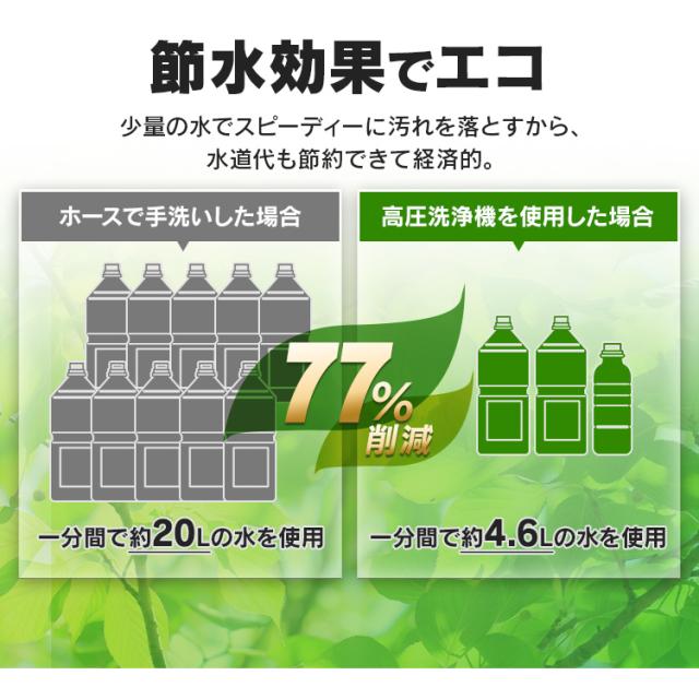 高圧洗浄機 タイヤ付 掃除 洗浄機 節水 スパイラル水流 自動車 バイク
