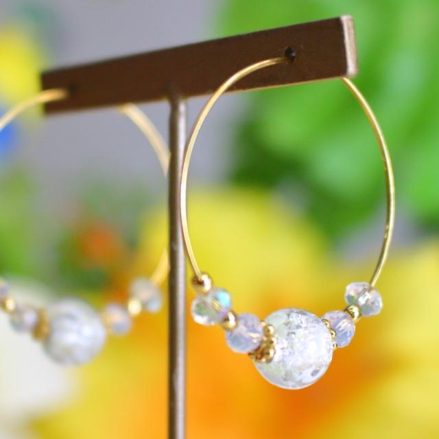 琉球ガラス 誕生日 プレゼント 女性 おしゃれ 蛍石 ホタル石 沖縄 お土産 ギフト アクセサリー ピアス さざ波ガラスフープピアスの通販はau Pay マーケット 琉球ガラス専門店kubagasaya