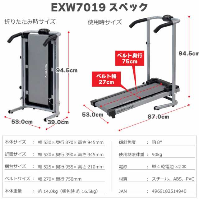 ウォーキングマシン アルインコ 自走式ウォーカー EXW7019 家庭用