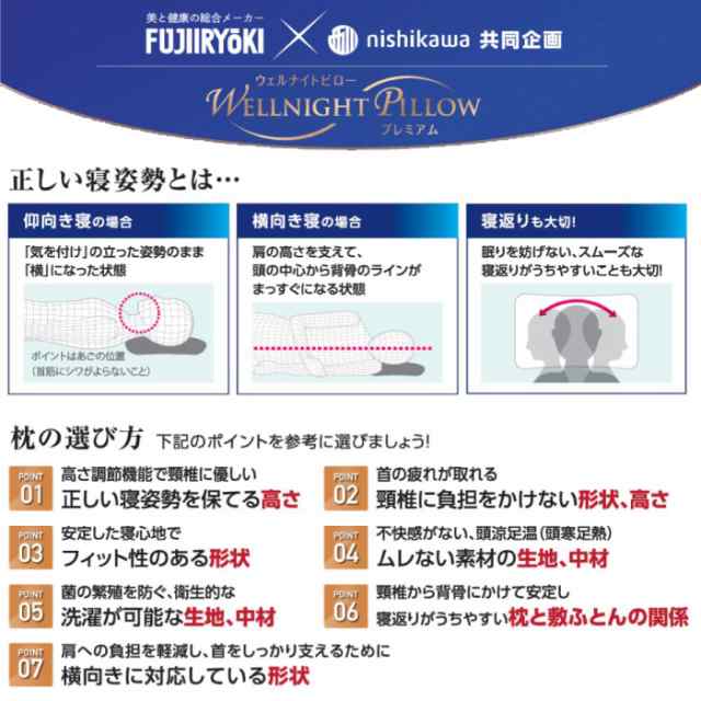 日本製 まくら ウェルナイトピロープレミアム WN-P1 フジ医療器 × 西川 共同企画 枕 安眠・快眠枕 高さ調節機能 横向き 肩口カーブ  寝返り対応 消臭加工 手洗い可能 SKモデル（全国寝具改善指導本部推奨） ストレートネック 睡眠改善 送料無料の通販はau PAY マーケット ...