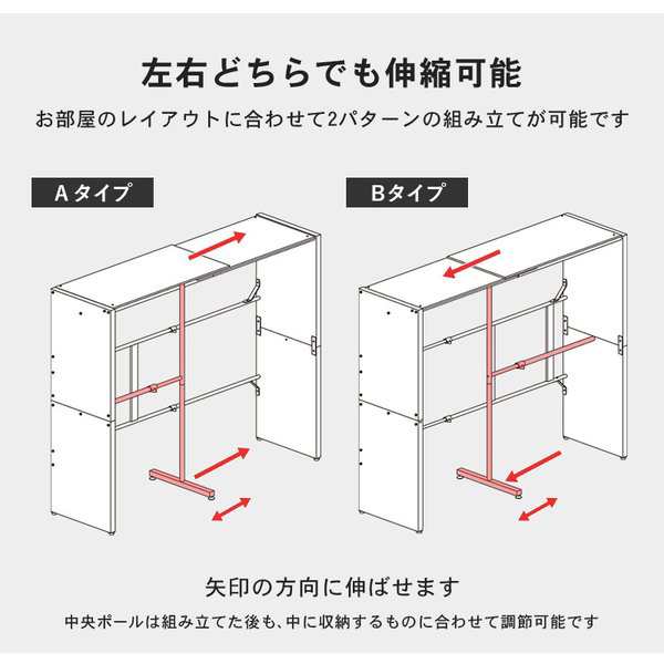 ハンガーラック 伸縮クローゼット ホワイト 上下2段 耐荷重45kg 洗濯