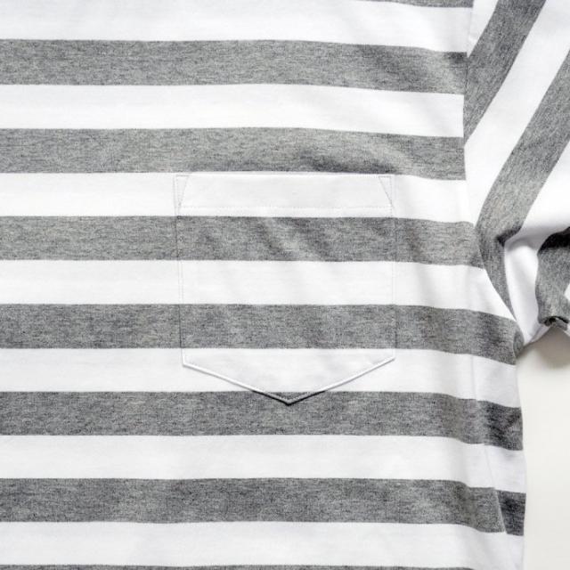 Powderhorn Mountaineering / PH23SS-002 P.H. M.STRIPE L/S TEE Regular Stripe - Grey/White ボーダー長袖Tシャツ