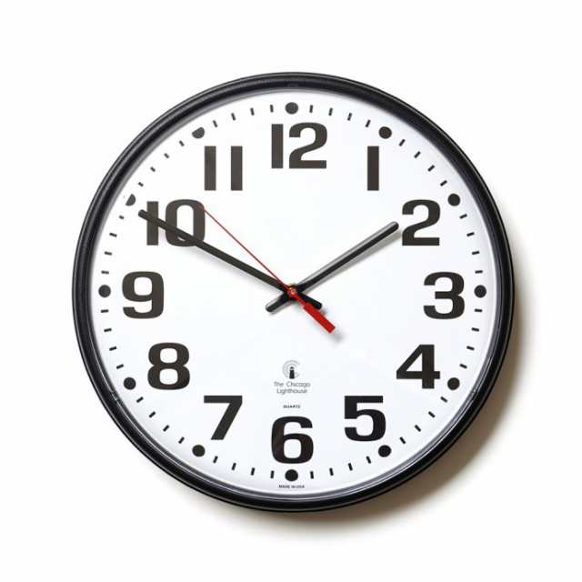 The Chicago Lighthouse / 12.75 Bold Number Wall Clock ウォールクロック ブラック/ホワイト アメリカ製 Made in USAの通販は