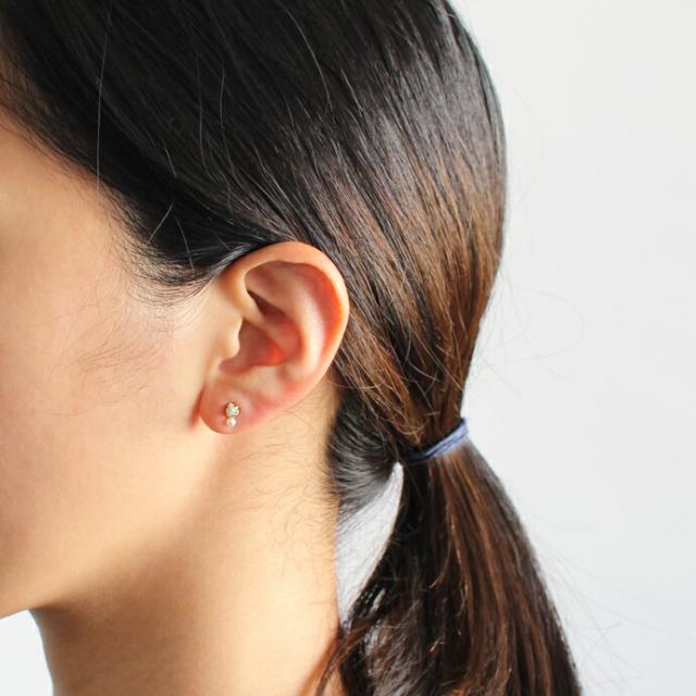 sinc（シンク） / k18 原石ダイヤモンド ピアス - グレー (パール付き) レディース プレゼント ギフト 贈り物 アクセサリー ジュエリー 20代 30代 40代 50代 60代_1