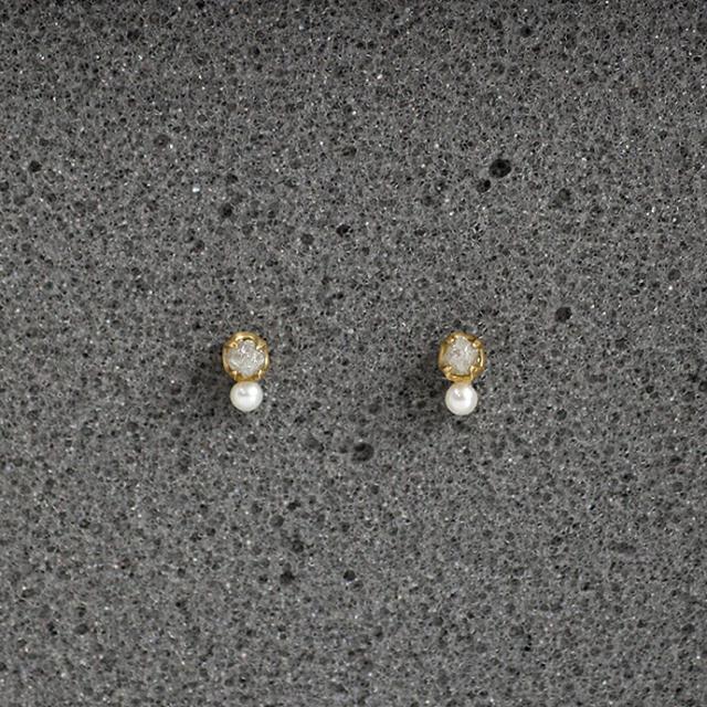 sinc（シンク） / k18 原石ダイヤモンド ピアス - グレー (パール付き) レディース プレゼント ギフト 贈り物 アクセサリー ジュエリー 20代 30代 40代 50代 60代_2