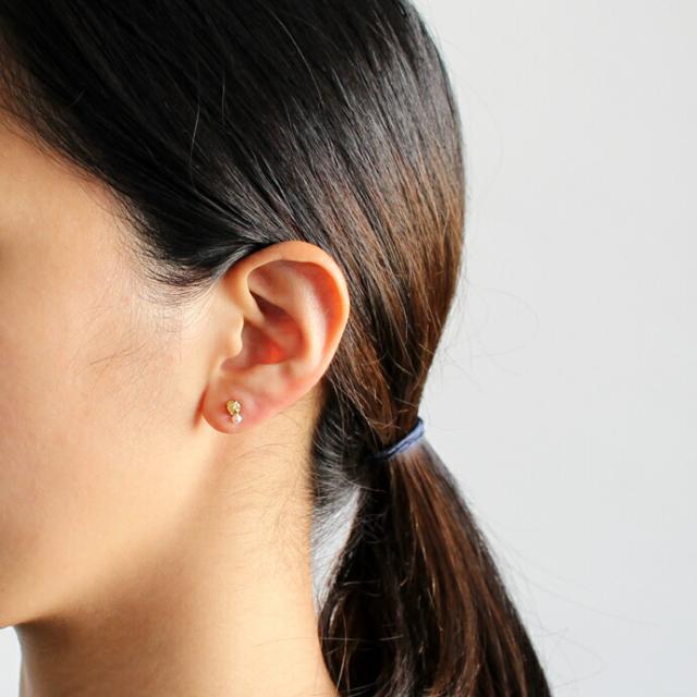 sinc（シンク） / k18 原石ダイヤモンド ピアス - イエロー (パール付き) レディース シンプル 大人 上品 綺麗 プレゼント ギフト 贈り物 アクセサリー ジュエリー 20代 30代 40代 50代 60代_2